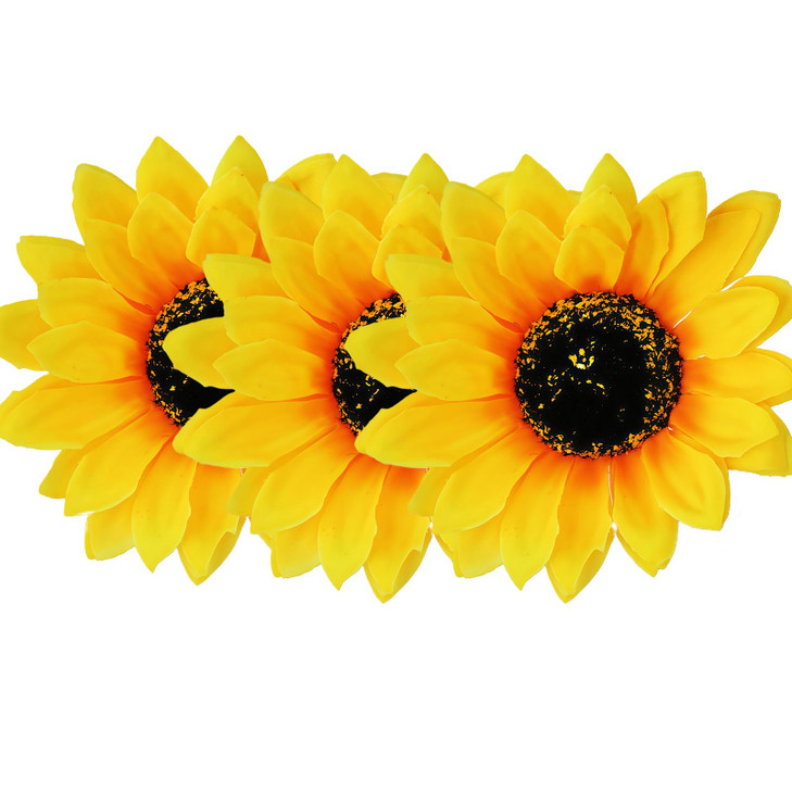 3Pcs Yellow Hawaii Style Sunflower Hairpins Alligator Clips Hair Accessories For Party Beach Vacation Women Lady 3.9 Inch