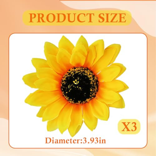 3Pcs Yellow Hawaii Style Sunflower Hairpins Alligator Clips Hair Accessories For Party Beach Vacation Women Lady 3.9 Inch