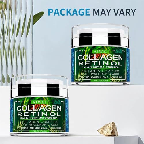 Aiwei Face Moisturizer Collagen Cream Moisturizing Hydrating And Recovery Day Night Face Cream With Retinol And Hyaluronic Acid For Men And