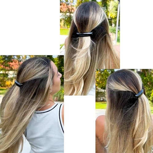 Camila Paris Cp3019 French Hair Barrette Clip For Girls Black Rubberized Metal Clasp Strong Hold Grip Hair Clips For Women No Slip Durable