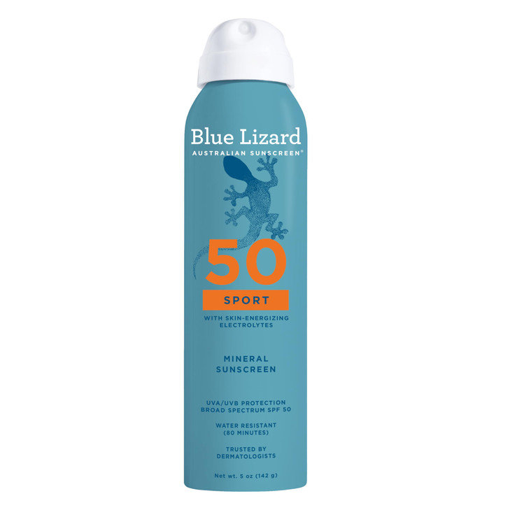 Blue Lizard Sport Mineral Sunscreen Spray Spf 50 Plus Dermatologist Recommended Brand Broad Spectrum Uva Uvb Protection Water Resistant Zinc
