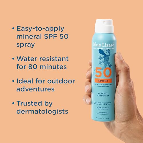 Blue Lizard Sport Mineral Sunscreen Spray Spf 50 Plus Dermatologist Recommended Brand Broad Spectrum Uva Uvb Protection Water Resistant Zinc