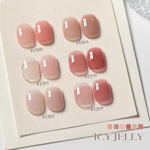 Gaoy Icy Jelly Gel Nail Polish Set Of 6 Colors Including Red Pink Nude Gel Polish Kit Uv Led Soak Off Polish Home Diy Manicure Nail Salon