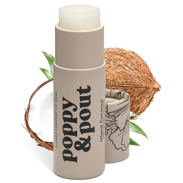 Poppy And Pout Island Coconut Jumbo Lip Balm All Natural Lip Balms And Moisturizers Hydrates With Beeswax Vitamin E Organic Coconut Oil