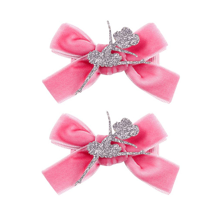 Bbtdin Ballet Dance Hair Clips Silver Dance Girl Pink Bow 1 Count Pack Of 1 Girls Child Female 1 4 Years