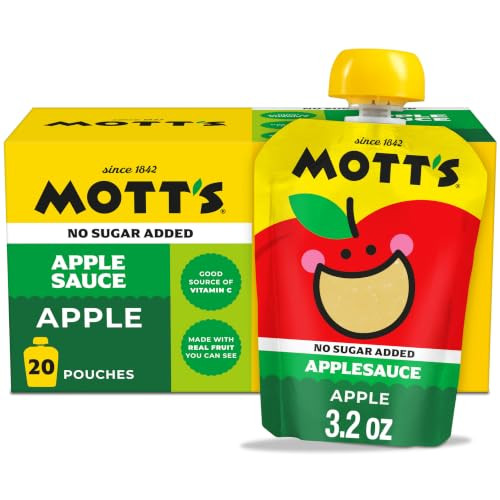 Mott S No Sugar Added Applesauce Made From Real Fruit No Artificial Flavors 3.2 Oz Clear Pouches 20 Pack