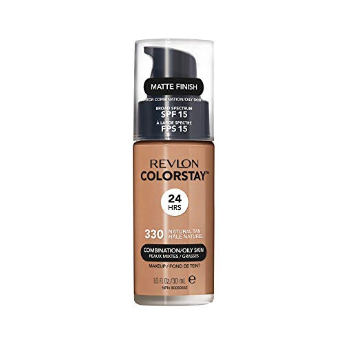 Revlon Liquid Foundation, ColorStay Face Makeup for Combination & Oily Skin, SPF 15, Longwear Longwear Medium-Full Coverage with Matte Finish, Natura