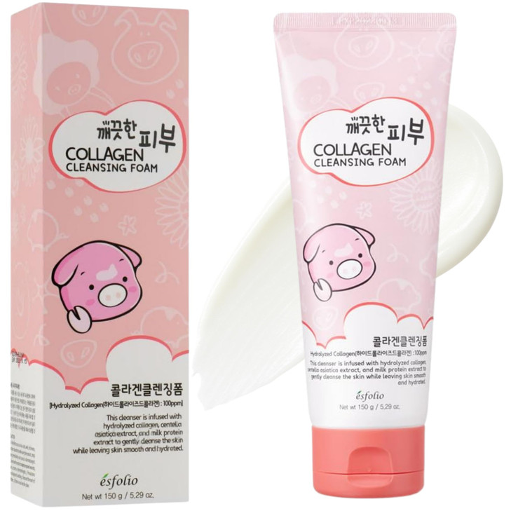 Esfolio Collagen Cleansing Foam Hydrating Face Wash For Deep Cleansing And Nourishing Skin Korean Skincare All Skin Types Gentle Foaming