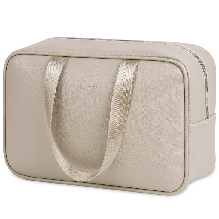 Narwey Pu Leather Large Travel Toiletry Bag Women Toiletries Bag Skincare Bag Makeup Bag Organizer Make Up Bag Cosmetic Bag Medicine Bag For