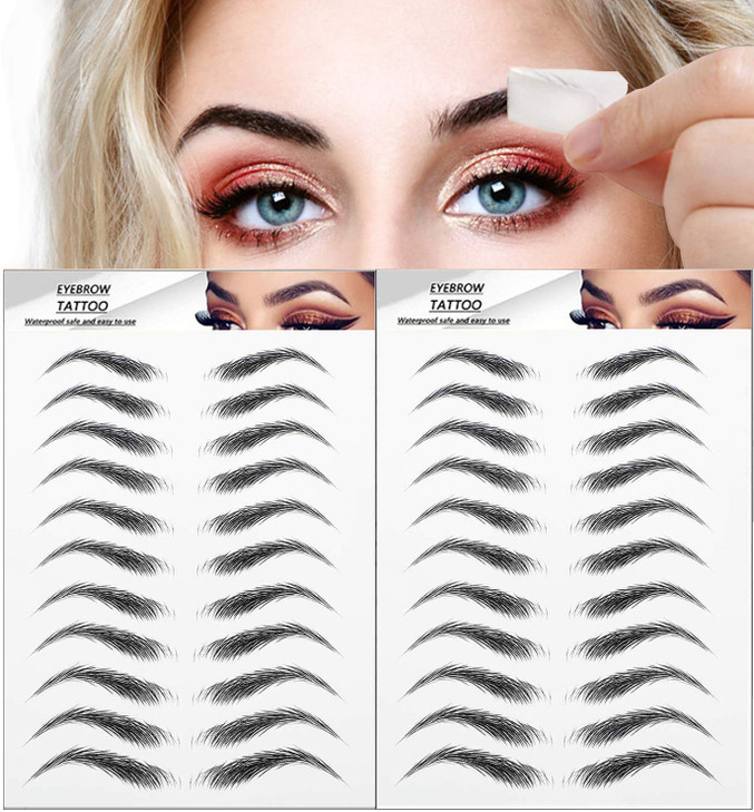 22 Pairs 4D Eyebrow Tattoo Sticker Nature False Brows Hair Like Authentic Long Lasting Waterproof Temporary Tattoo For Grooming Shaping