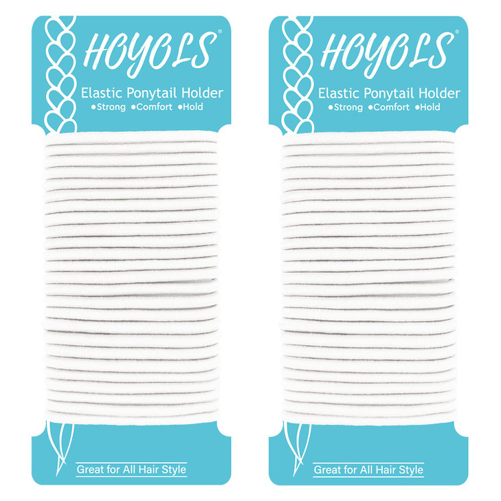 Hoyols White Ponytail Holders For Thick Hair Hair Ties 50 Pcs