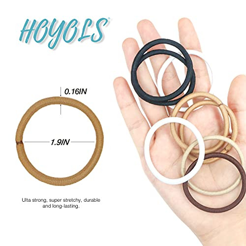 Hoyols Hair Bands For Women No Metal No Snag Braided Thick Elastic Ponytail Holders 50 Count 1 Per 8 Inch Beeline Honey
