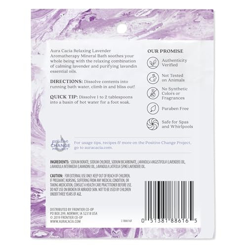 Aura Cacia Aromatherapy Mineral Bath, Relaxing Lavender, 2.5 ounce packet (Pack of 3)