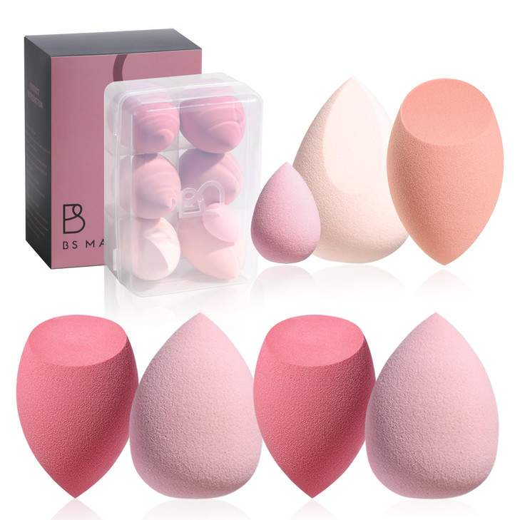Makeup Sponge Set Bs Mall With Storage Case 7 Pcs For Liquid Cream And Powder Save Foundation With 1 Mini Makeup Sponge For Travel Daily Use