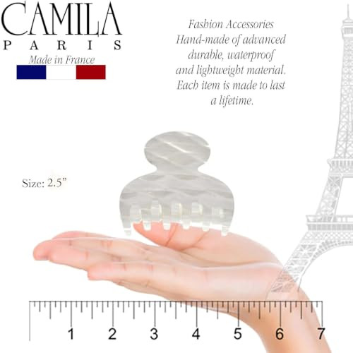 Camila Paris Cp3065 French Hair Clips For Women 2 Small Claw Clip White