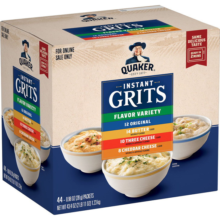 Quaker Instant Grits 4 Flavor Variety Pack 0.98Oz Packets 44 Count Pack Of 1