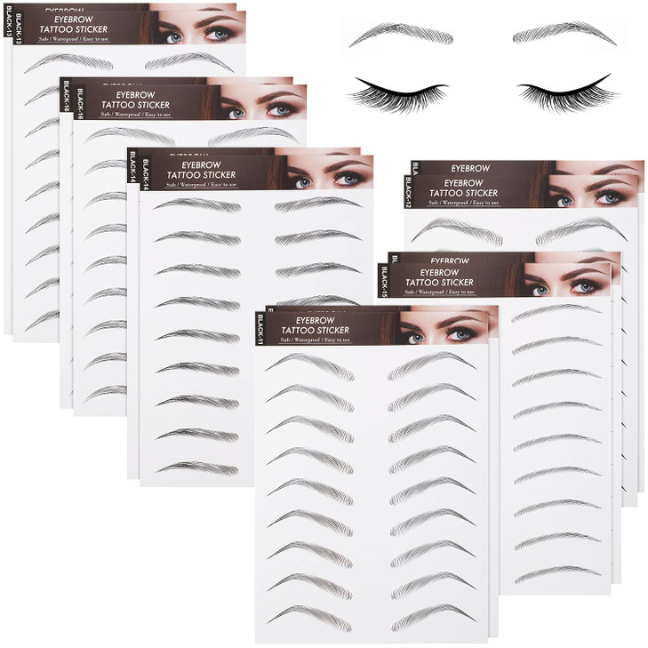 Maitys 12 Sheet 108 Pair Waterproof Eyebrow Tattoo Sticker Lovely Style