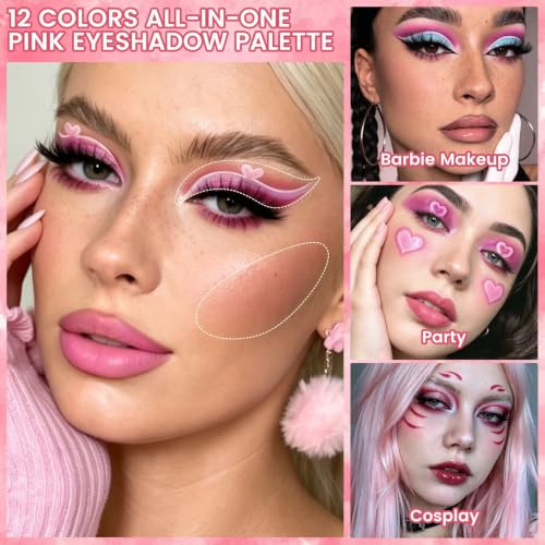 Pink Eyeshadow Palette High Pigment Peach Blue Pastel Kawaii Makeup Pallet