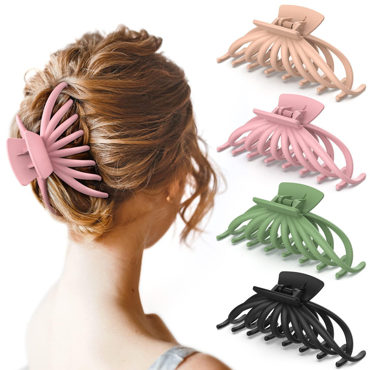Hair Clips For Women Opaul Matte Nonslip Large Hair Claw Clips For Thick And Thin Hair 4.7 Inch Strong Hold Big Hair Clips Fashion Hair