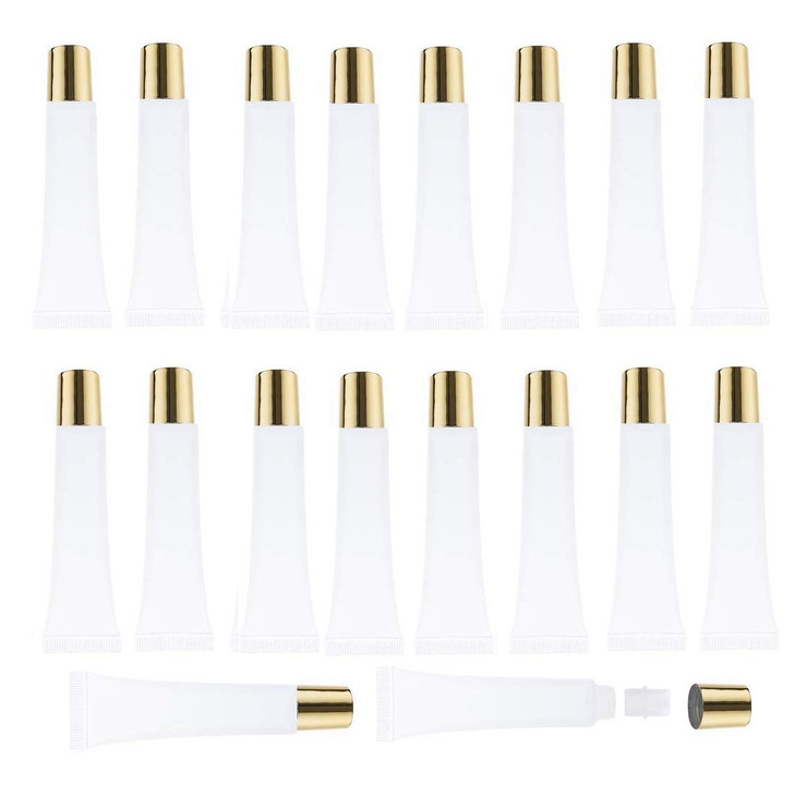 Ajltpa 50Pcs 15 Ml Lip Gloss Squeeze Tubes Lip Gloss Containers Empty Refillable Soft Clear Tubes For Diy Lipgloss Balm Cosmetic Gold Cap