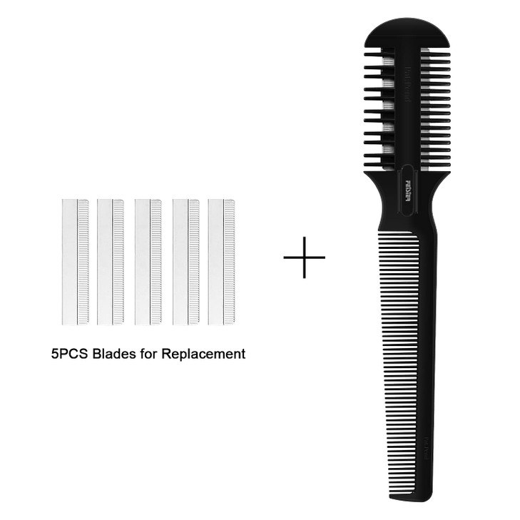 Hair Cutting Comb Double Edge Razor For Thin And Thick Hair Trimming And Styling With 5 Pcs Spare Blades