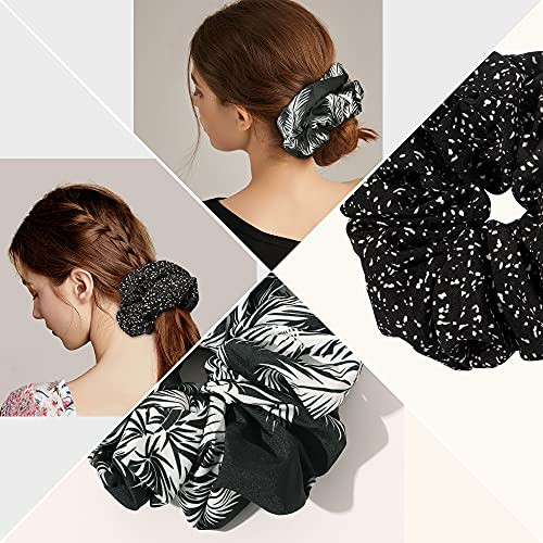 Scrunchies Hair Ties For Women Big Silk Satin Scrunchie Exra Large Jumbo Gaint Oversized Pact Of 4 Scrunchy For Curl Thick Hair Ligas Para