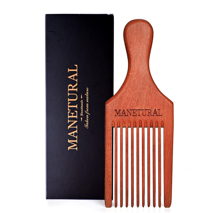 Manetural Beard Pick For Men 7 Handmade Afro Hair Comb Wooden Grooming Tool For Men Women With Wavy Kinky Curly Hair Anti Static Styling