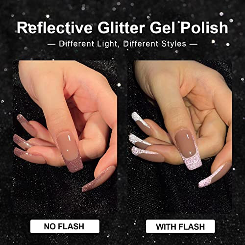 Gaoy Reflective Glitter Gel Nail Polish Set Of 6 Colors Uv Gel