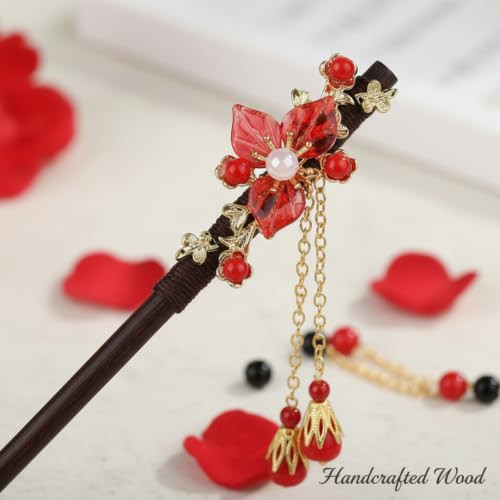 Waydress 4 Pcs Japanese Chinese Wooden Hair Sticks For Women Classic Style
