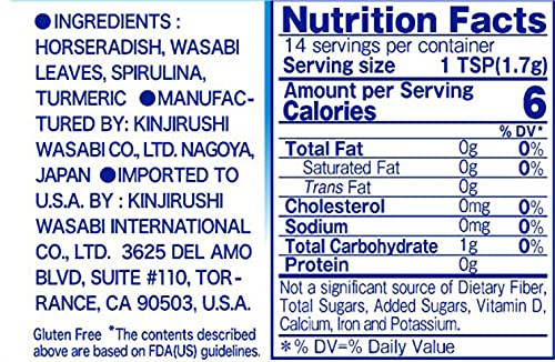 Kinjirushi Japanese Wasabi Powder Made With Horseradish Powder And Wasabi 0.88 Oz 25G Wasabia Japonica Gluten Free Vegan Spicy Shelf Stable
