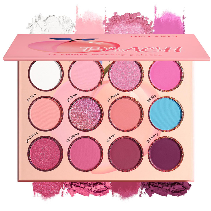 De Lanci Pink Eyeshadow Palette Highly Pigmented Bright Hot Pink Eye Shadow Pallet Bright Peach Rose Purple Red Eyeshadow Makeup Palette For