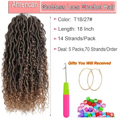 Boho Goddess Locs Crochet Hair For Black Women 5 Packs 18 Inch Prelooped Pre Looped Hippie River Faux Loc Crochet Braids With Curly Ends