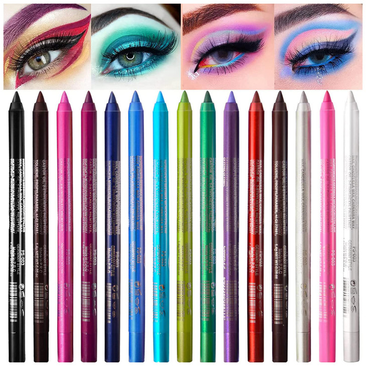 Adimanis 15 Colored Eyeliners Pen Set Colour Eyeliner Pencils Pearl Eyeliner Kit Glitter Eye Liners For Women Eye Shadow Pencil Lip Liner