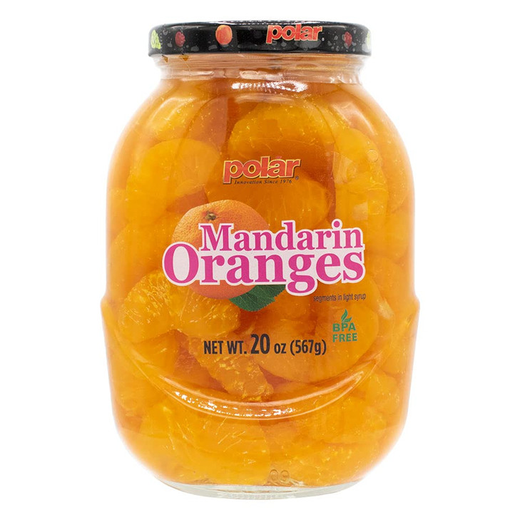 Mw Polar Mandarin Oranges In Light Syrup Glass Jar 20Oz Pack Of 6