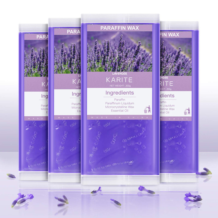Karite Lavender Scented Paraffin Wax Beads Blocks 4 Pack For Bath Hand Feet Dry Skin Moisturizing Hydration And Nourishment
