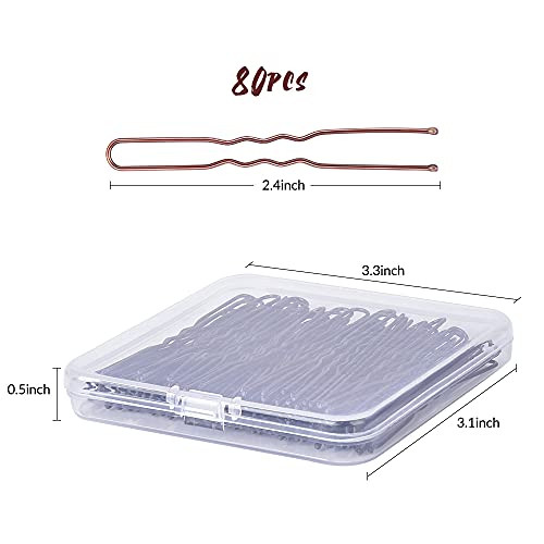 Ikoco 2.4 U Shaped Hair Pins For Women Bun Pins With Storage Box Brown