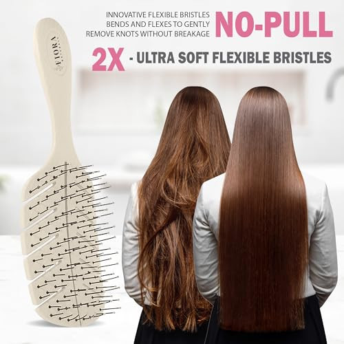 Fiora Naturals Detangler Brush For Wet And Dry Hair Soft Detangling Brush