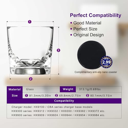 Replacement Charger Glass Cup Compatible With Philips Sonicare Diamondclean Electric Toothbrush For Hx9100 Cba1001 Cba2001 Cba3001 Charging