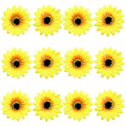 12 Pieces Sunflower Hair Clips Alligator Pins Accessories 3.9 Inches For Wedding Party Boho Beach Photography Christmas Decorations