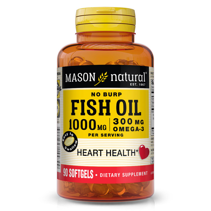 MASON NATURAL Omega 3 Fish Oil, 45,Day Supply, 1000mg with EPA and DHA for Joint Support, 90 Softgels (Pack of 1)