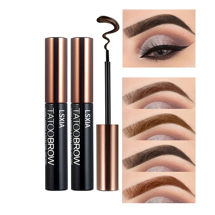Lsxia 2 Pcs Peel Off Tattoo Eyebrow Gel Gray Brown