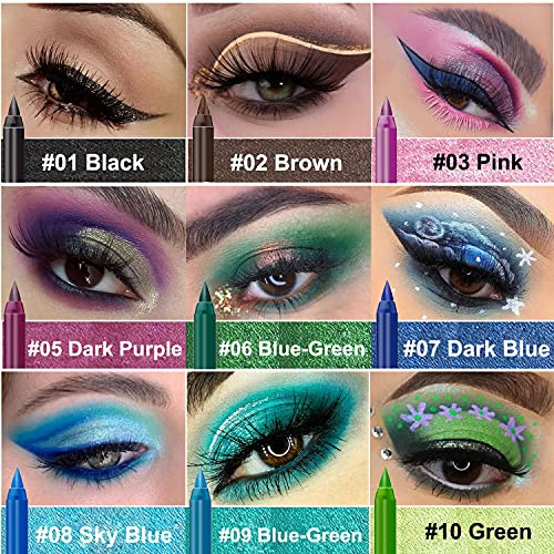 Lemonsac 15Pcs Colorful Eyeliner Pen Set Eye Shadow Pencil Pearl And Matte Metallic Glitter Eyeliner For Women Eye And Lip Liner