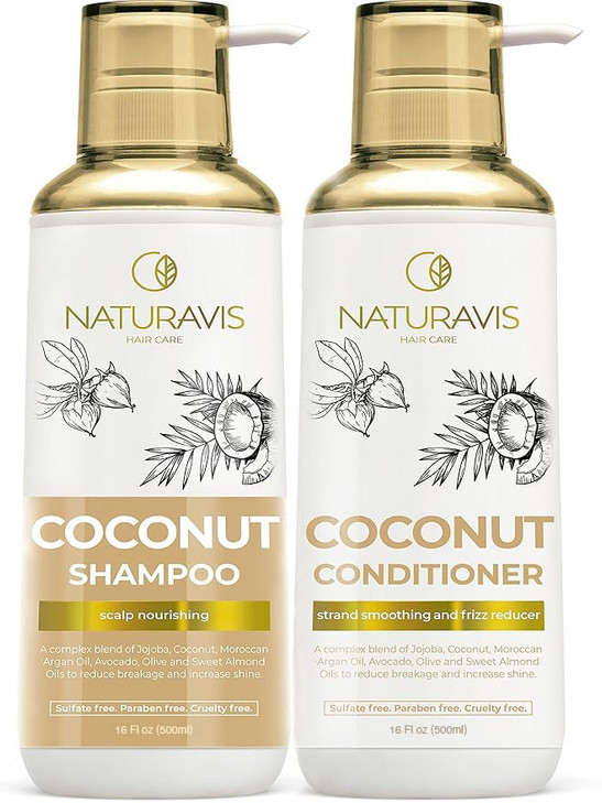 Coconut Shampoo And Conditioner Set Sulfate Free And Paraben Free Intense Moisturizing Treatment With Jojoba For Hydrating Your Scalp And