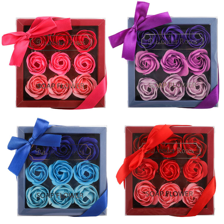 Hedume 4 Boxes Floral Scented Bath Soap Rose Flower Petals 36 Pcs Total Plant Essential Oil Rose Soap Petals In Gift Box For Anniversary