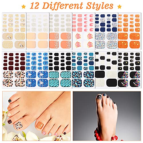 Maitys 264 Pcs 12 Sheets Toenail Stickers Self Adhesive Dreamy Style