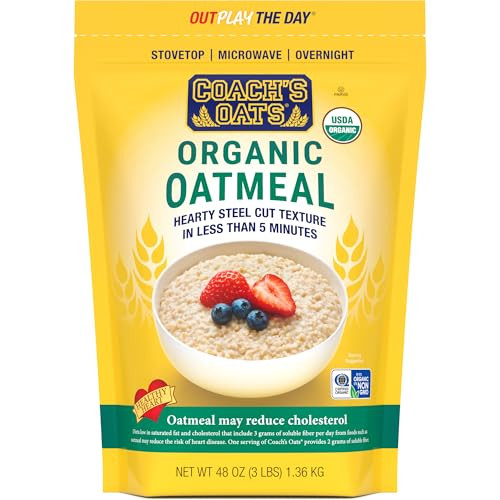 Coach S Oats Organic Whole Grain Oatmeal 3 Lbs Cracked N Toasted Oats Quick Cooking Steel Cut Texture Heart Healthy Delicious Breakfast