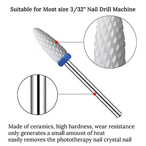 Ceramic Nail Drill Bits 10Pcs 3 Per 32 Drill Bits Set For Acrylic Gel Nails Professional Cuticle Remover Crystal Nail Extension Nail Removal