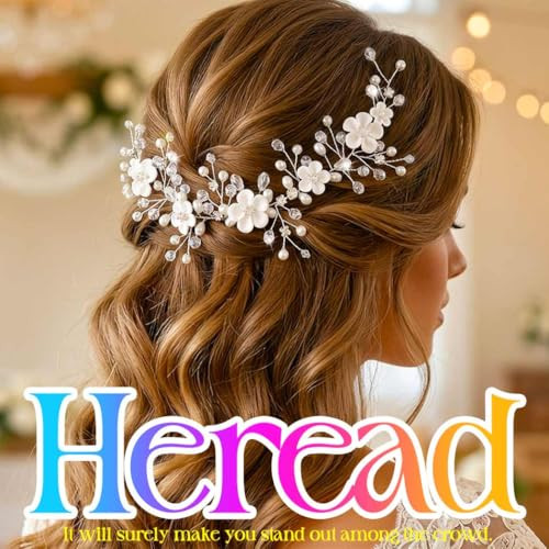 Heread Flower Wedding Hair Vine Pearl Bridal Headpiece Hair Accessories