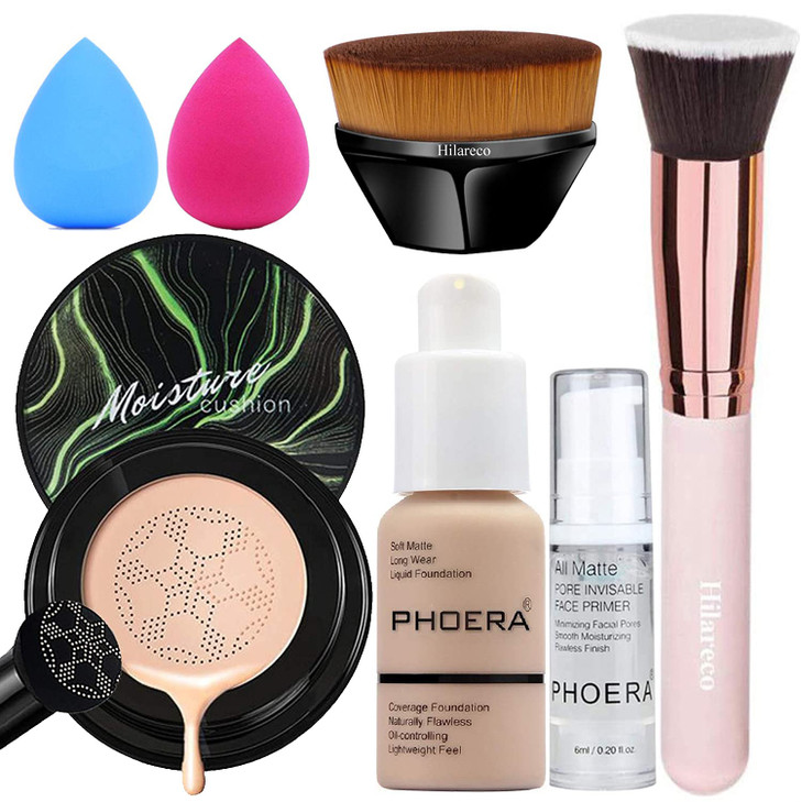 Phoera Foundation Air Cushion Cc Cream Foundation Foundation Full Coverage Phoera Face Primer Kabuki Brush Makeup Sponge 102 Nude Plus 02