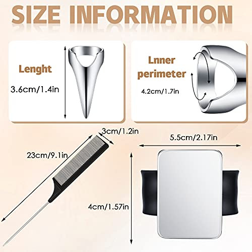 Patelai Stitch Braid Tool Finger 10 Hair Parting Ring Black Silver